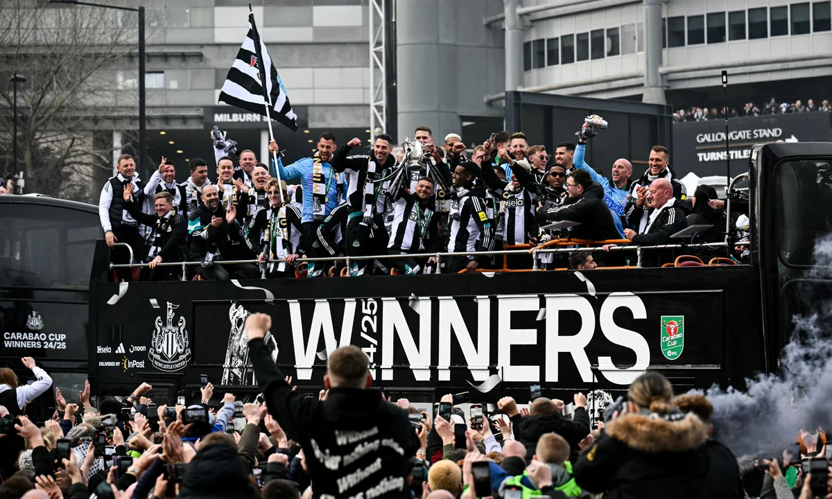 Wor Flags flag drop at Sandman Signature Hotel during Newcastle United Carabao Cup celebrations